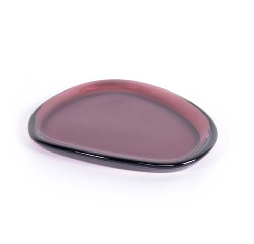 Small purple glass platter - Plat verre 13x16cm